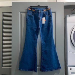 Cider Jeans, Blue with Brown Buckle, Size Medium